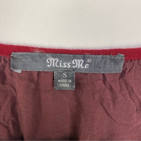 Miss Me Red Embroidered Long Sleeve Boho Bohemian Top Western Rodeo - Picture 4 of 4